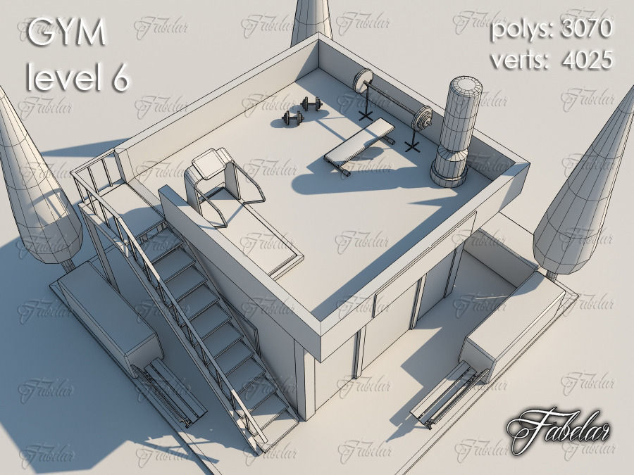 GYM all 10 Leves Low-poly 3D model_44