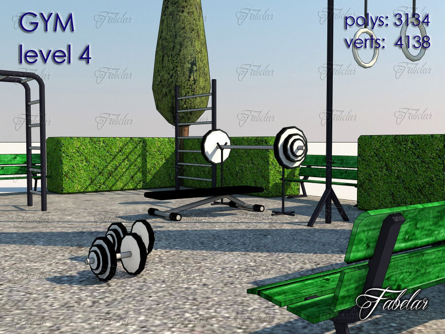 GYM all 10 Leves Low-poly 3D model_28