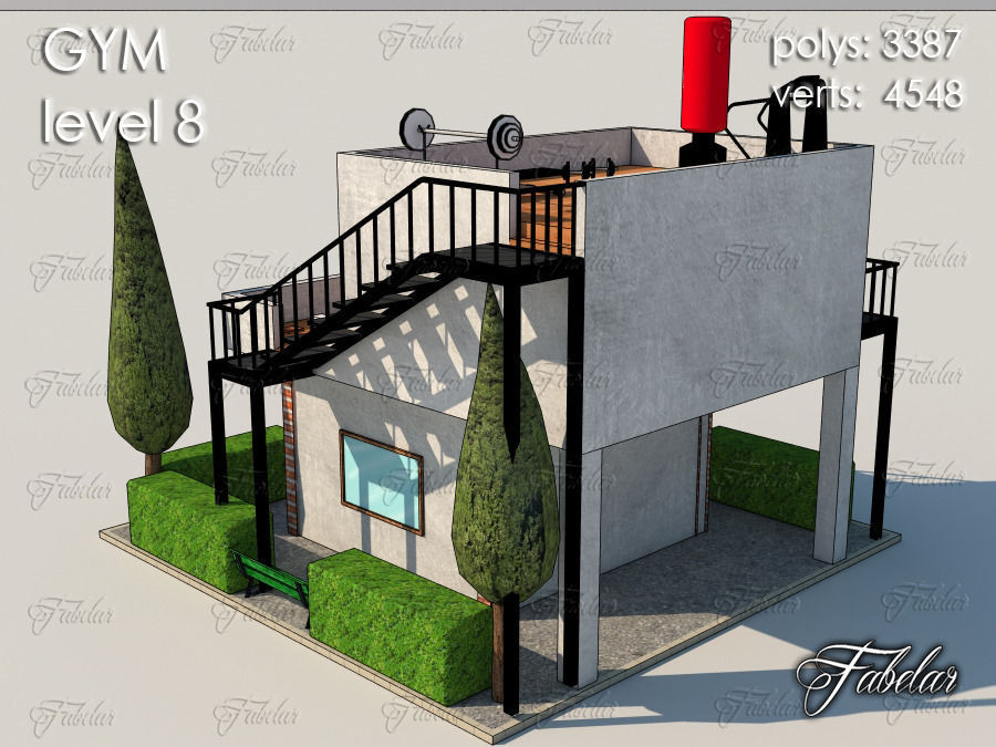 GYM all 10 Leves Low-poly 3D model_61