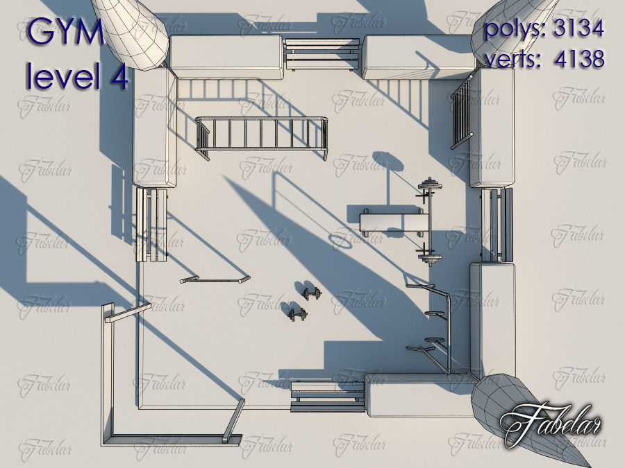 GYM all 10 Leves Low-poly 3D model_27