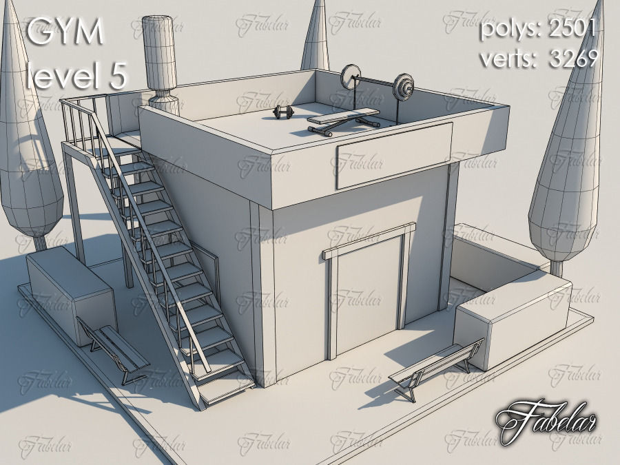 GYM all 10 Leves Low-poly 3D model_34