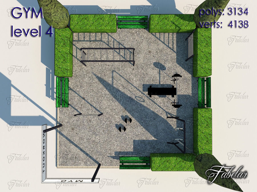 GYM all 10 Leves Low-poly 3D model_24