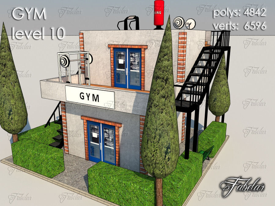 GYM all 10 Leves Low-poly 3D model_76
