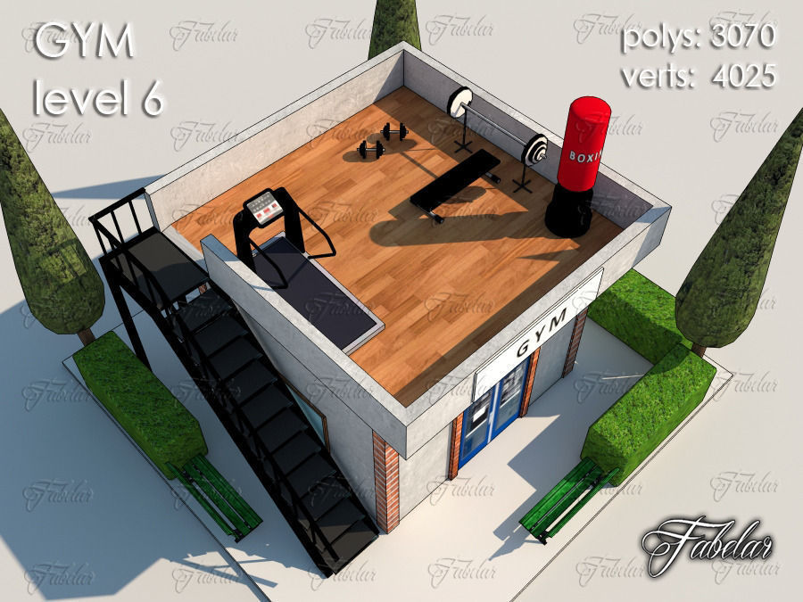 GYM all 10 Leves Low-poly 3D model_40