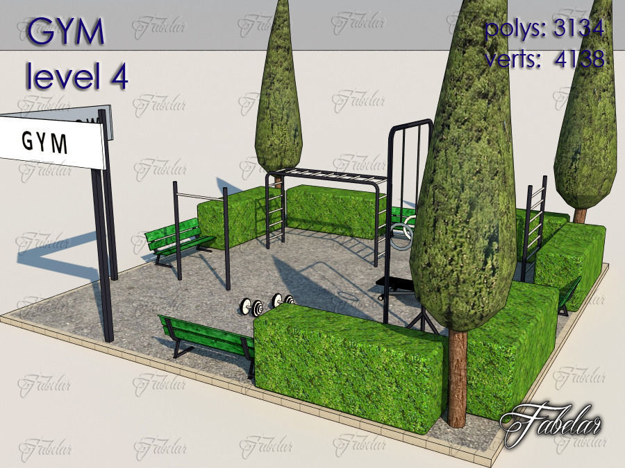 GYM all 10 Leves Low-poly 3D model_29