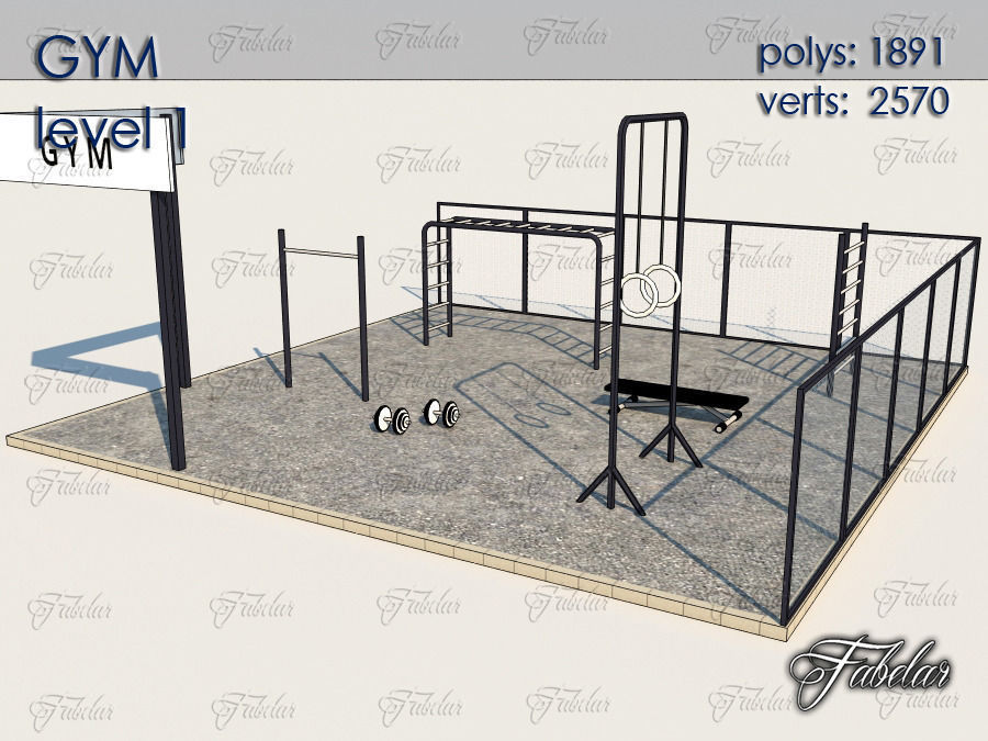 GYM all 10 Leves Low-poly 3D model_3