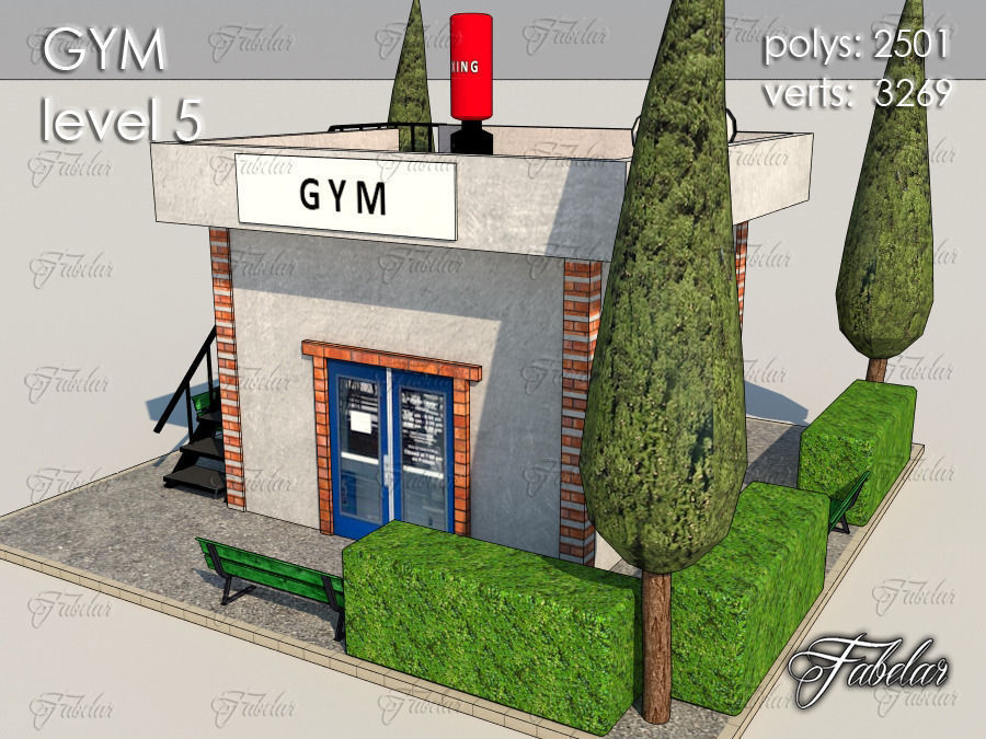 GYM all 10 Leves Low-poly 3D model_35
