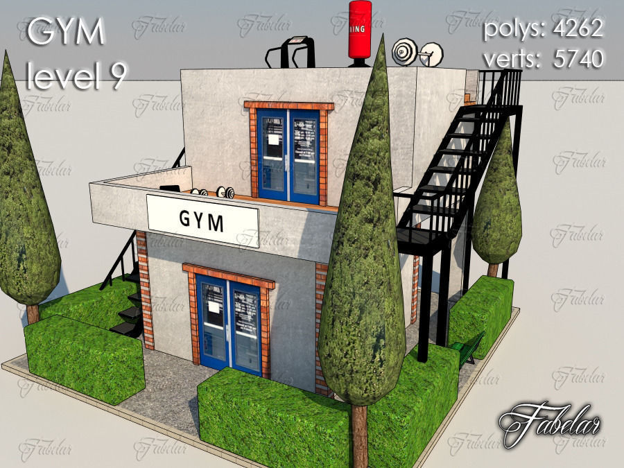 GYM all 10 Leves Low-poly 3D model_67
