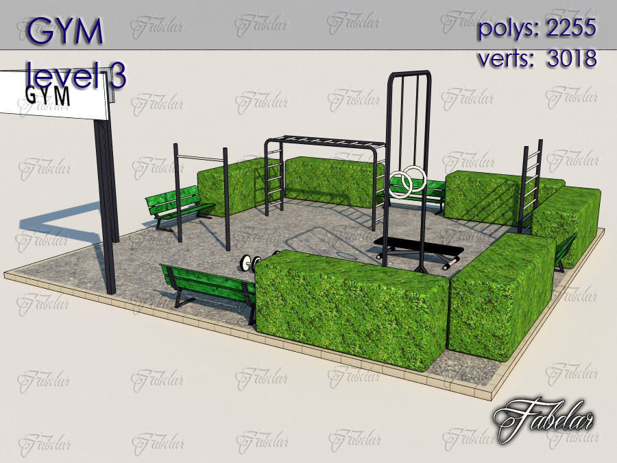 GYM all 10 Leves Low-poly 3D model_14