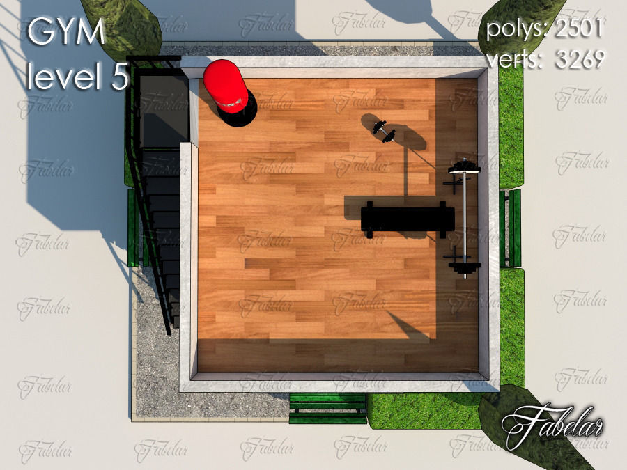GYM all 10 Leves Low-poly 3D model_31