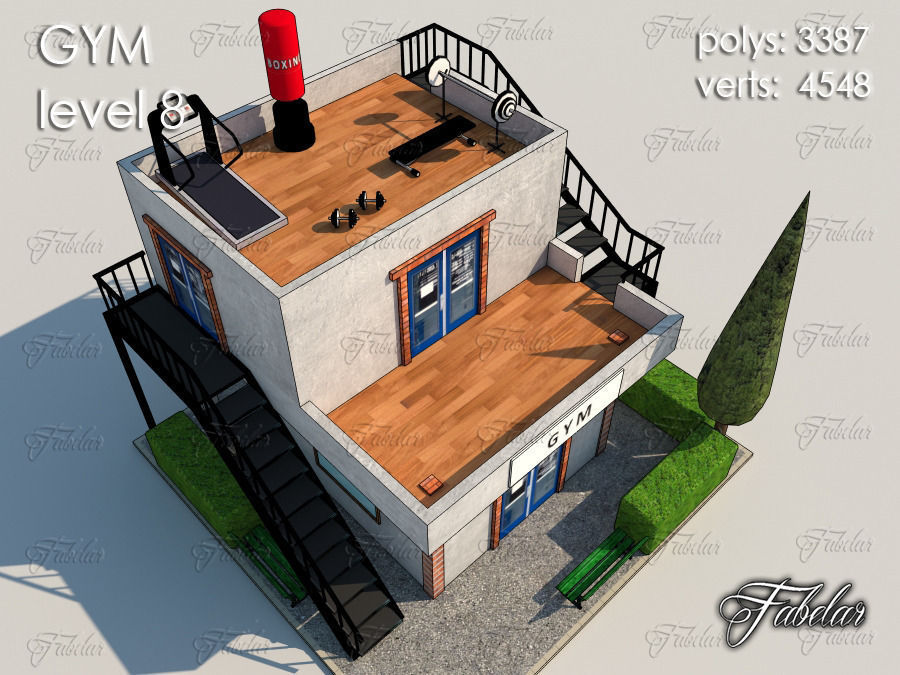GYM all 10 Leves Low-poly 3D model_55