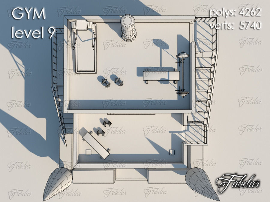 GYM all 10 Leves Low-poly 3D model_72