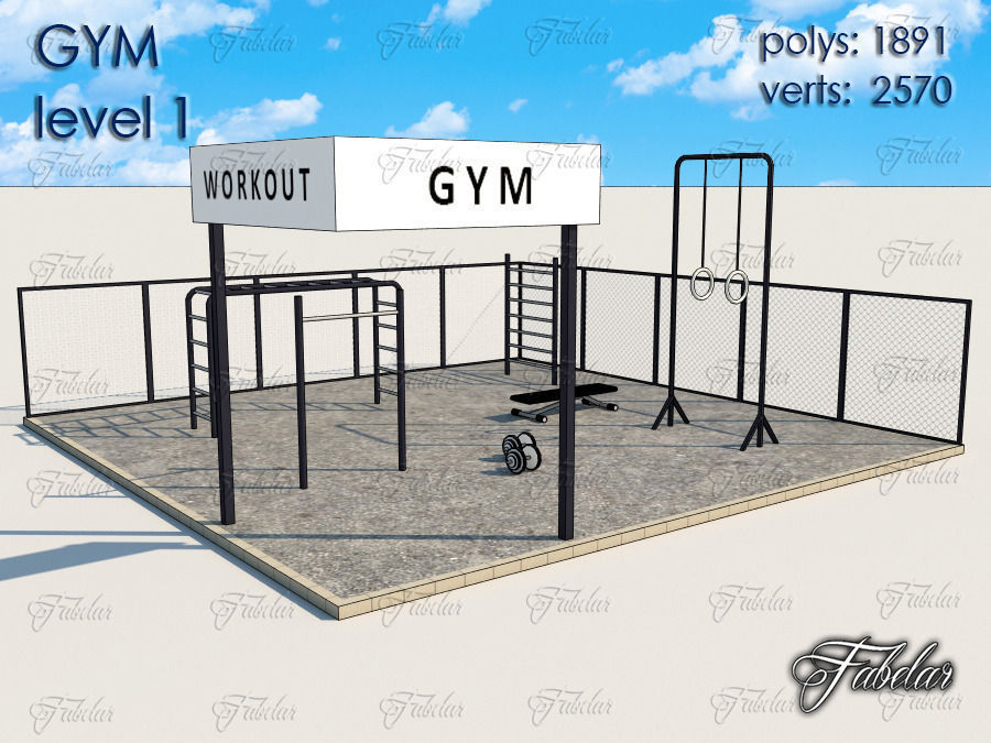 GYM all 10 Leves Low-poly 3D model_1
