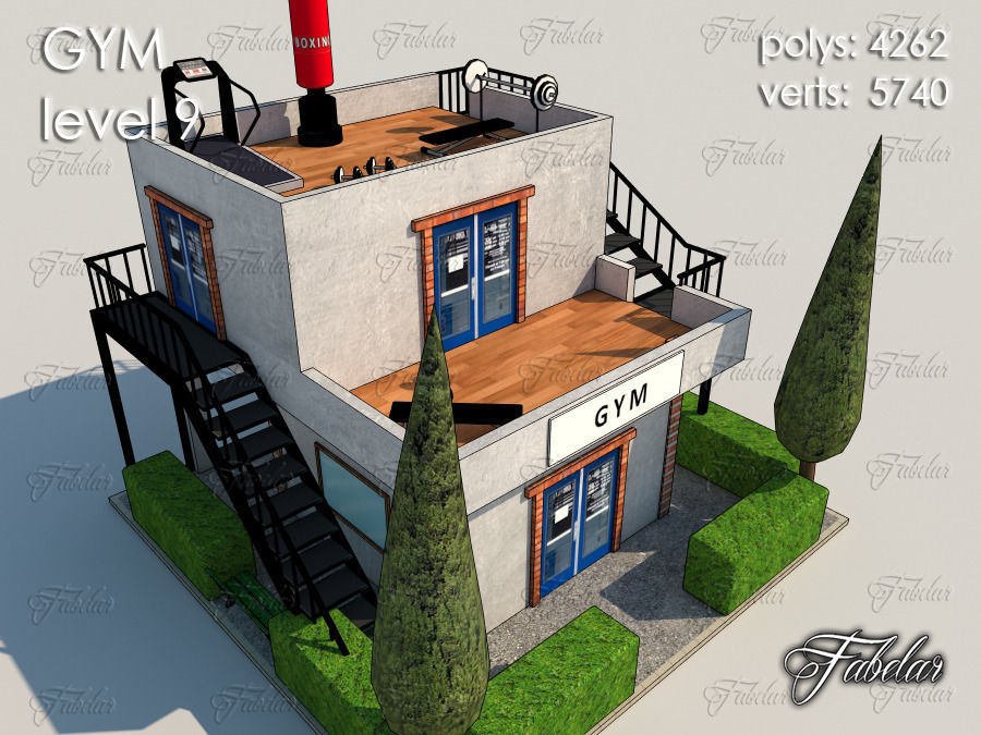 GYM all 10 Leves Low-poly 3D model_65