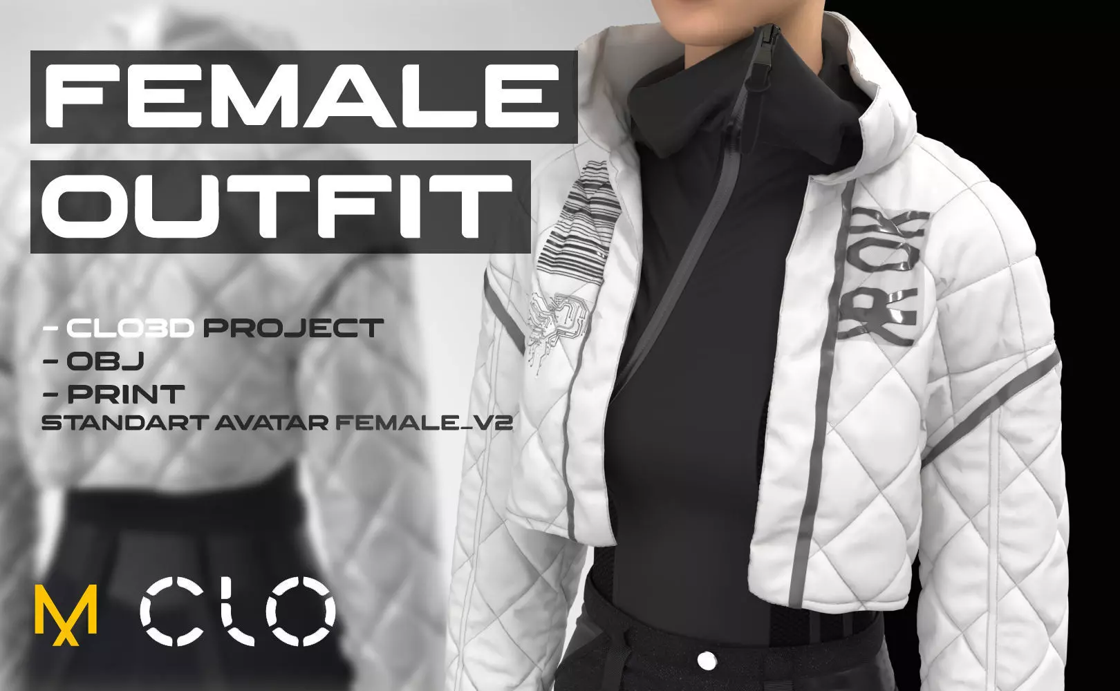 Female outfit for CLO 3D standart Avatar FemaleV2 3D model_0