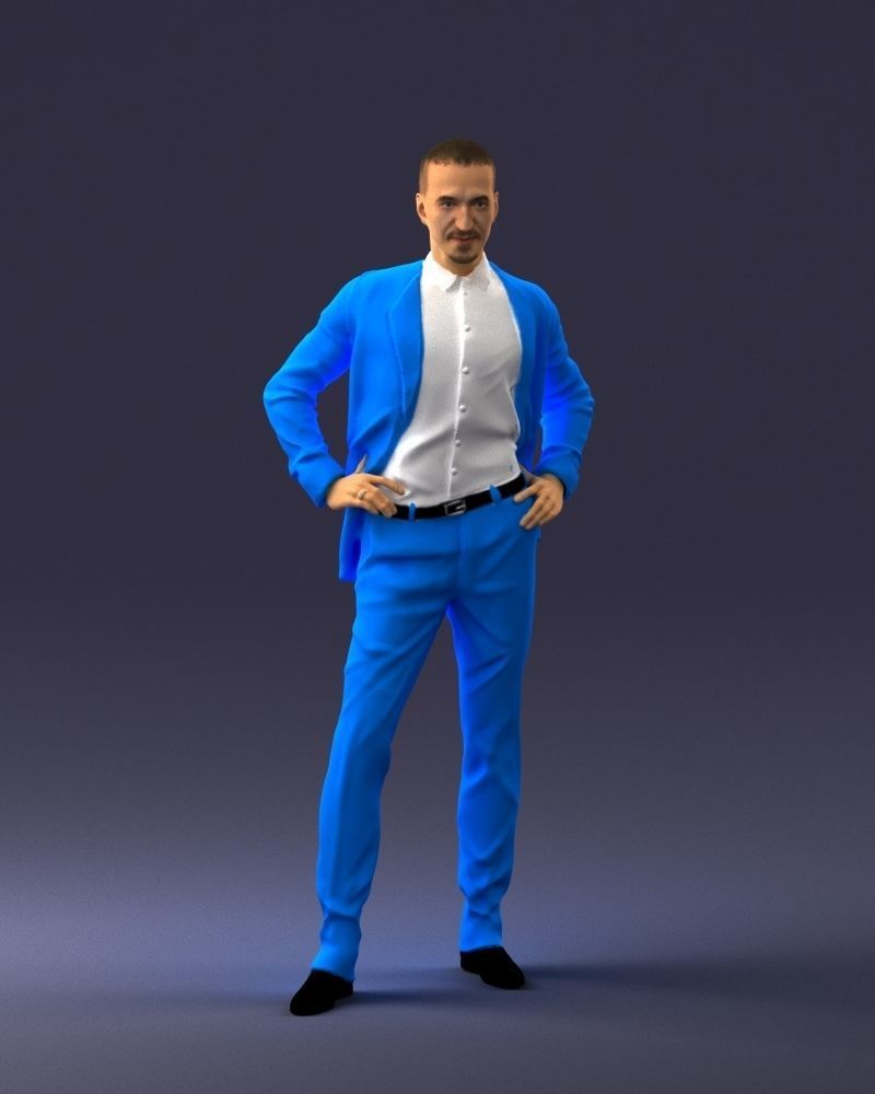 000371 Man in Blue Suit Low-poly 3D model_4