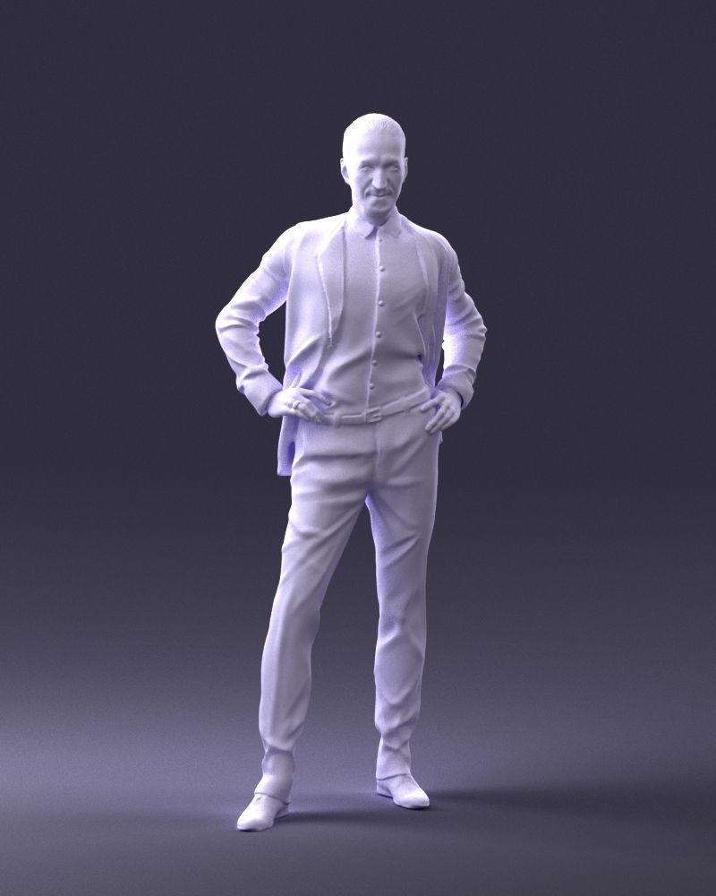 000371 Man in Blue Suit Low-poly 3D model_5