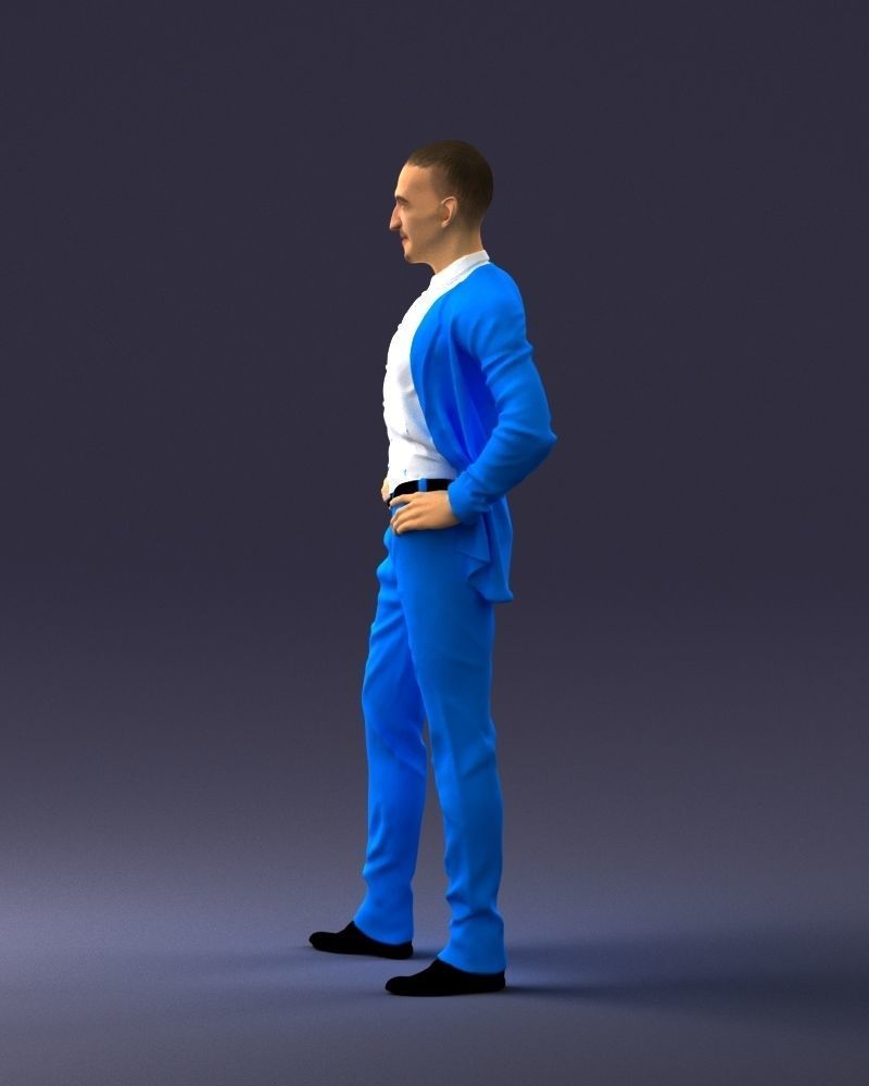 000371 Man in Blue Suit Low-poly 3D model_25