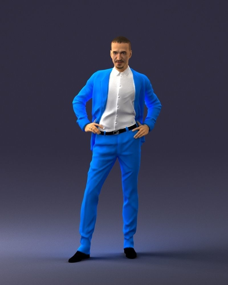 000371 Man in Blue Suit Low-poly 3D model_34