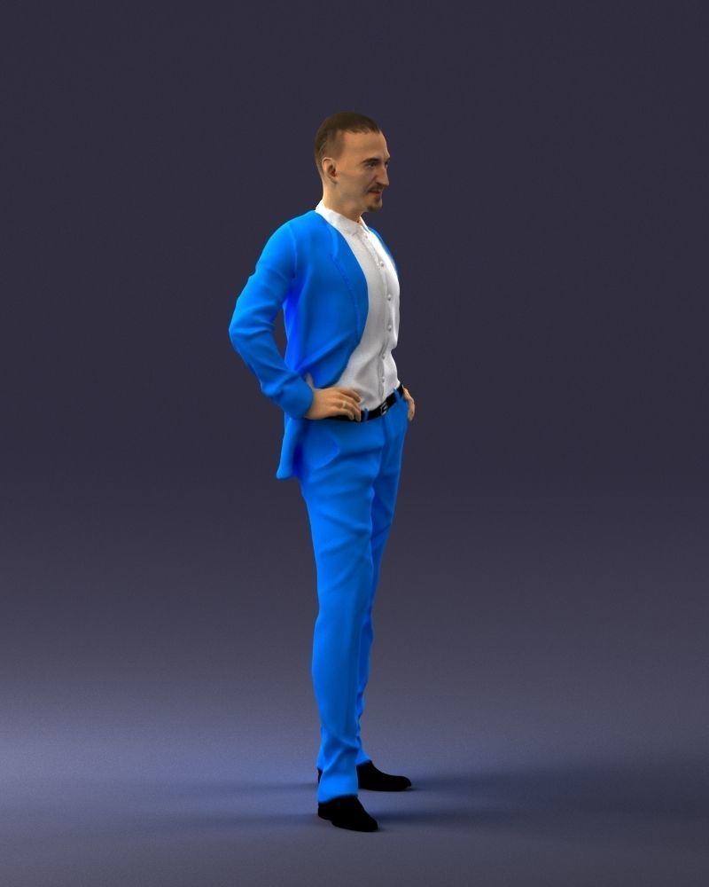 000371 Man in Blue Suit Low-poly 3D model_10