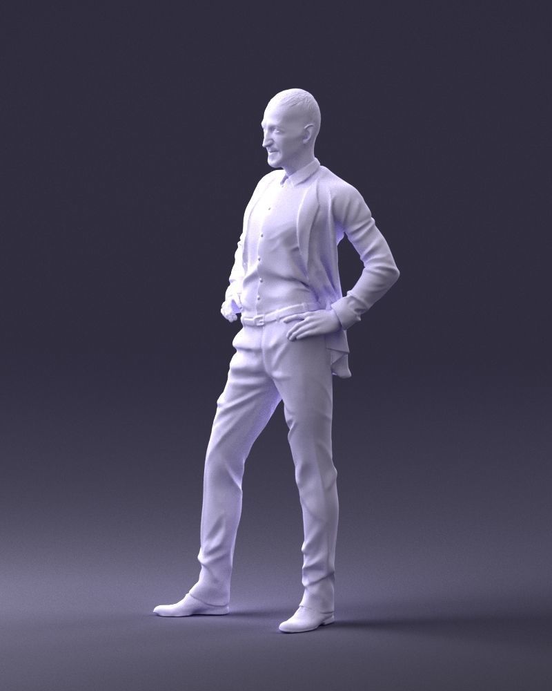 000371 Man in Blue Suit Low-poly 3D model_29