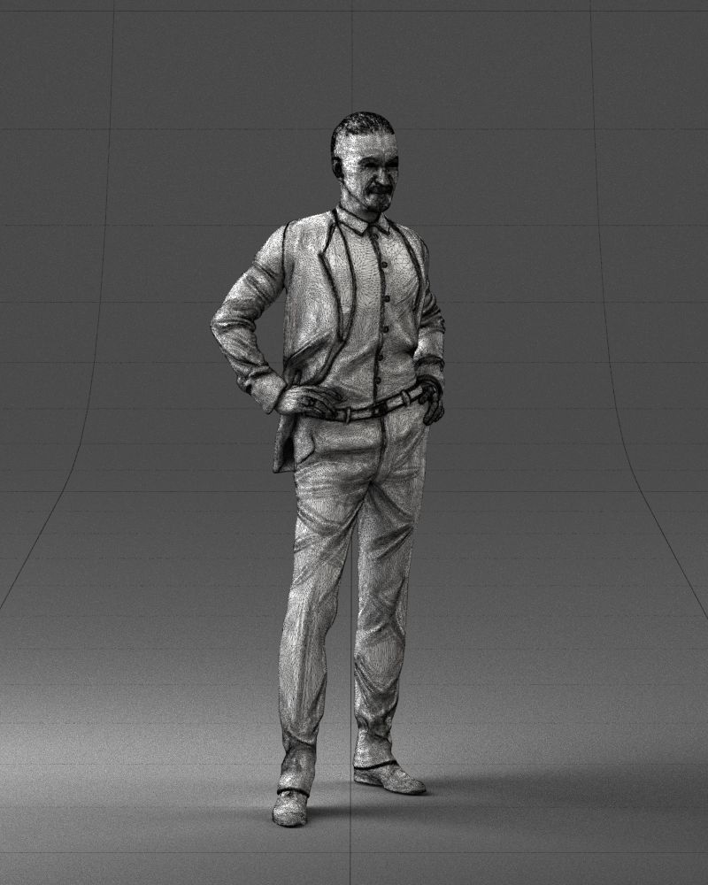 000371 Man in Blue Suit Low-poly 3D model_9