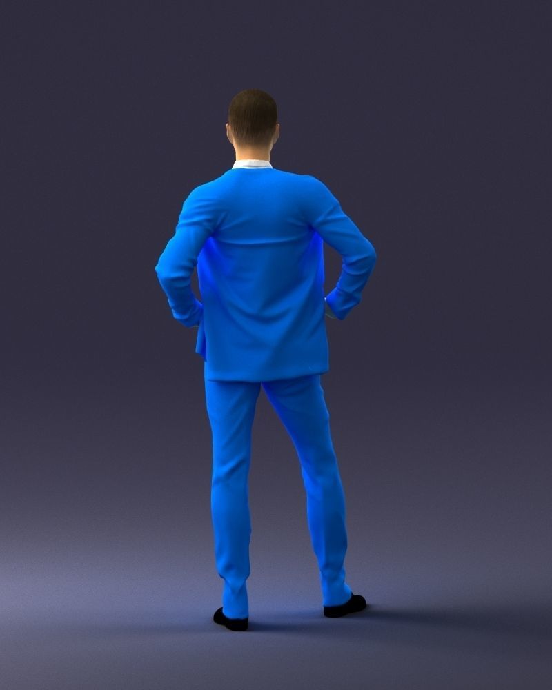 000371 Man in Blue Suit Low-poly 3D model_19