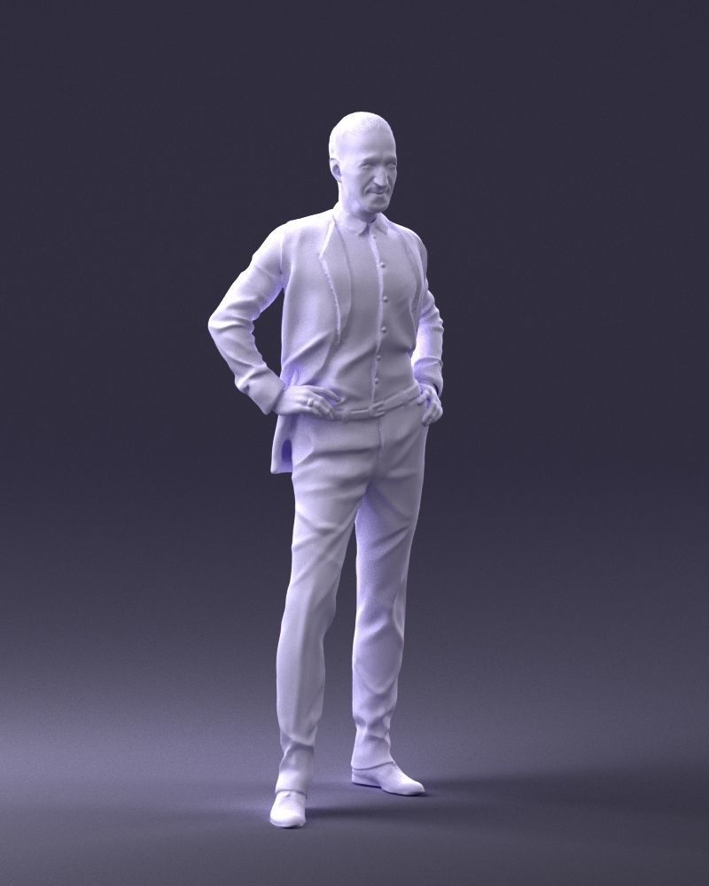 000371 Man in Blue Suit Low-poly 3D model_8