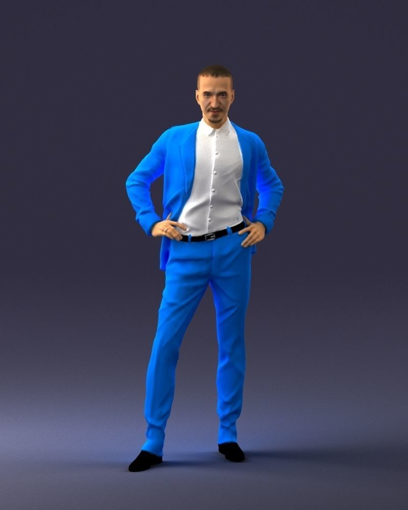000371 Man in Blue Suit Low-poly 3D model_37