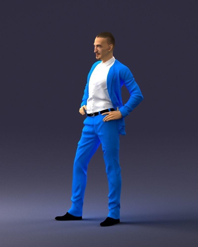 000371 Man in Blue Suit Low-poly 3D model_28