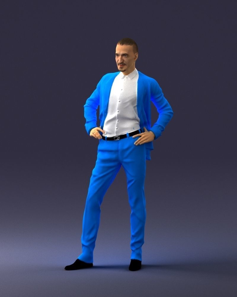000371 Man in Blue Suit Low-poly 3D model_31