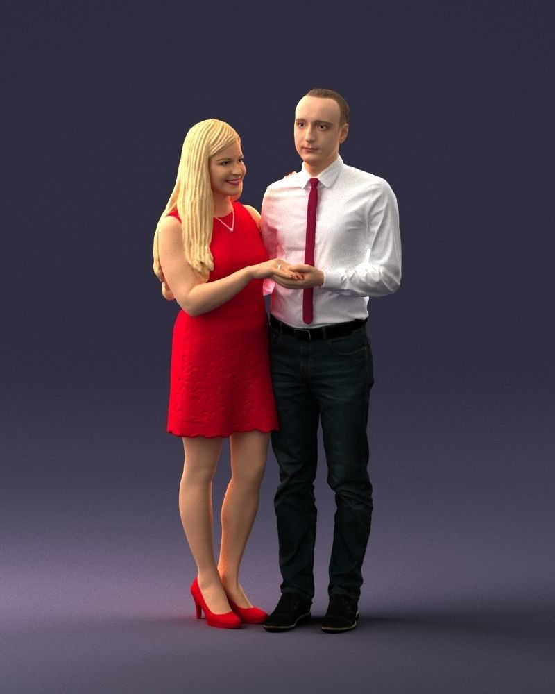 000367 Couple Standing Together 3D model_4
