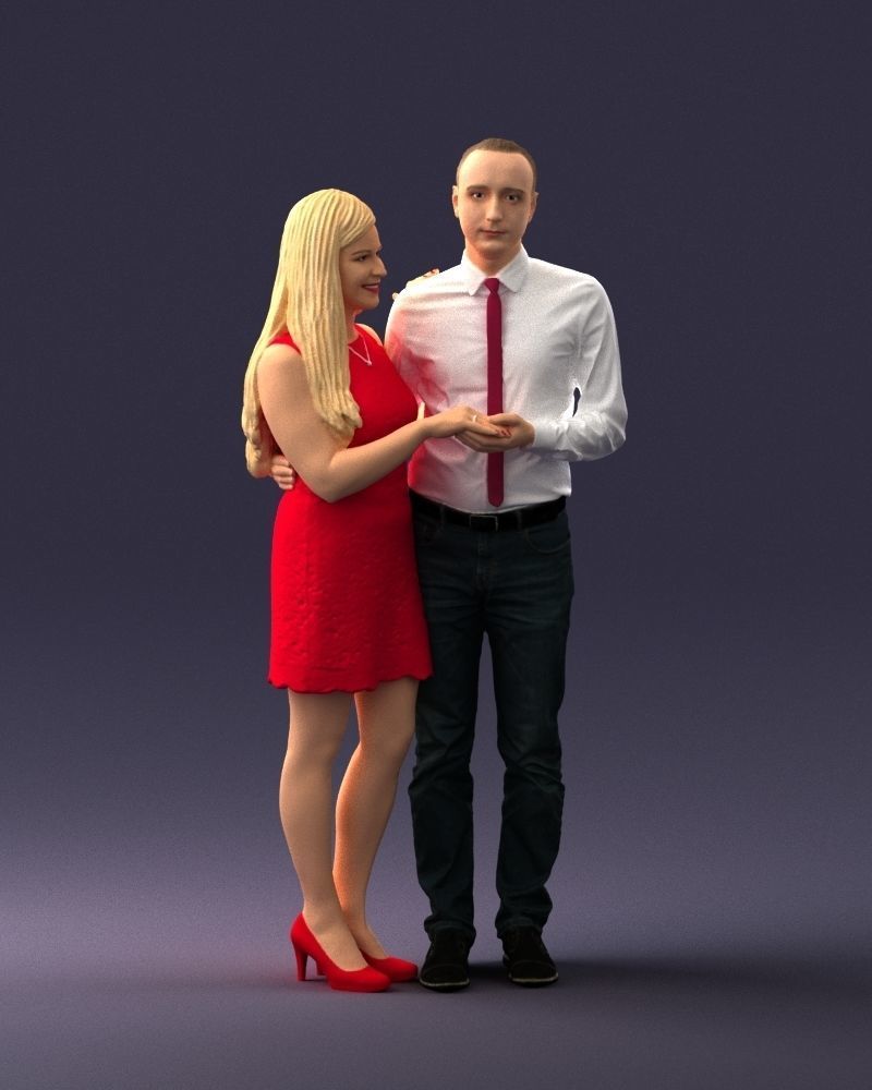 000367 Couple Standing Together 3D model_7