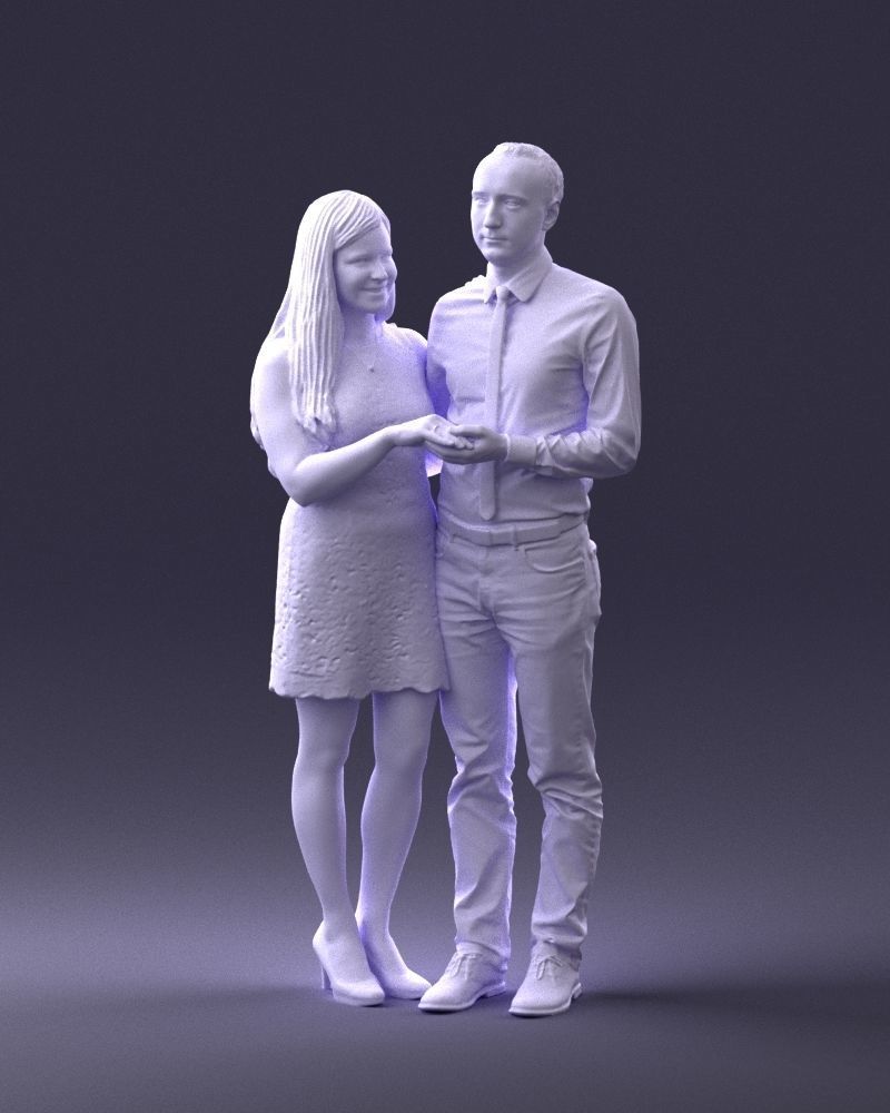 000367 Couple Standing Together 3D model_2