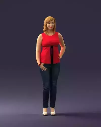 000382 Realistic Standing Female Character in Casual Outfit