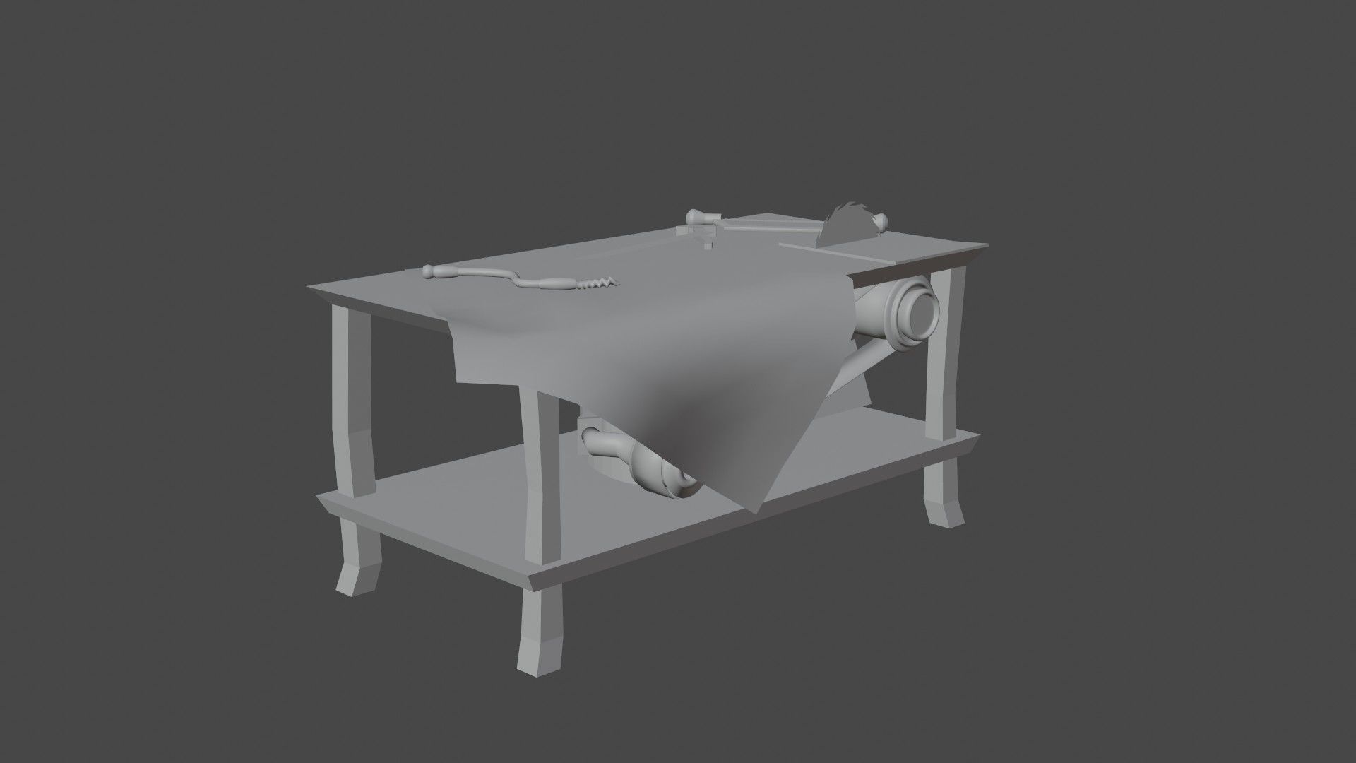 Low poly playable model wooden box with piece of paper Low-poly 3D model_7