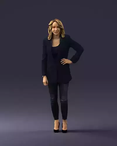 Woman in blue jacket 0044 3D Print Ready 3D print model