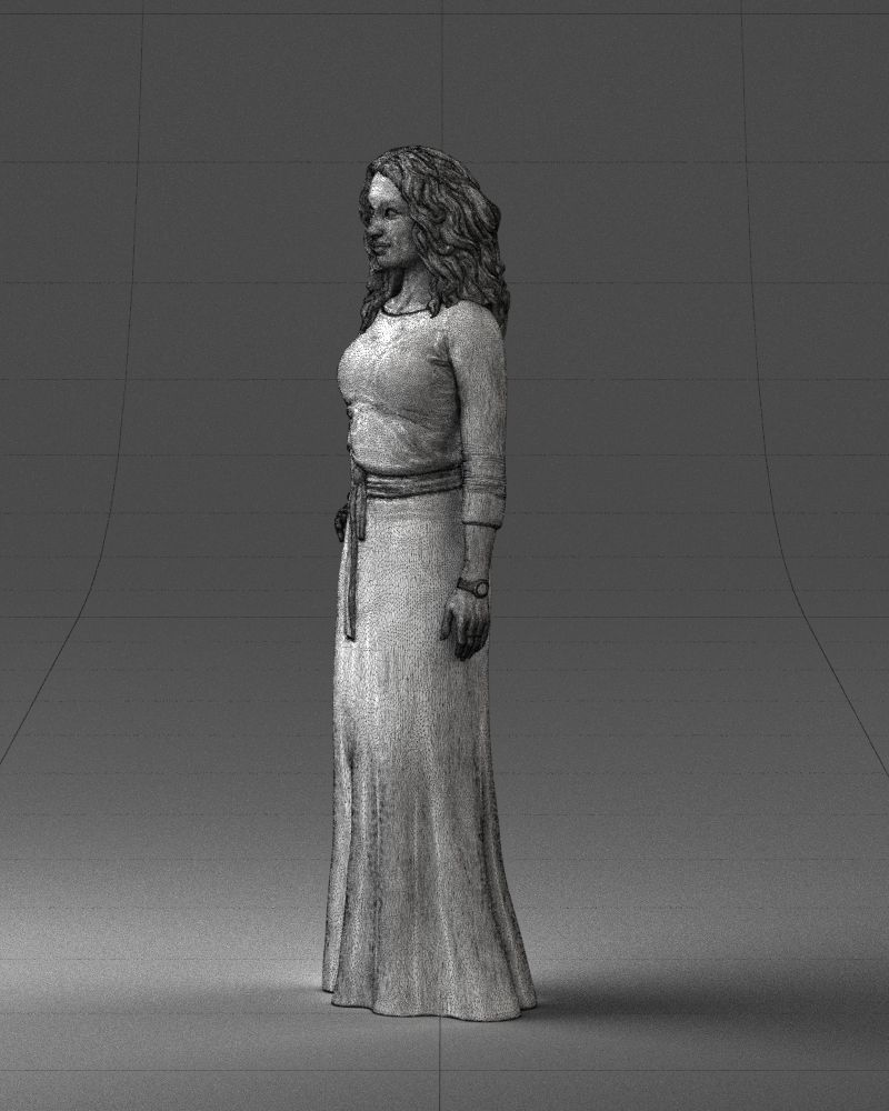 Woman in green dress 0078 3D Print Ready 3D print model_29