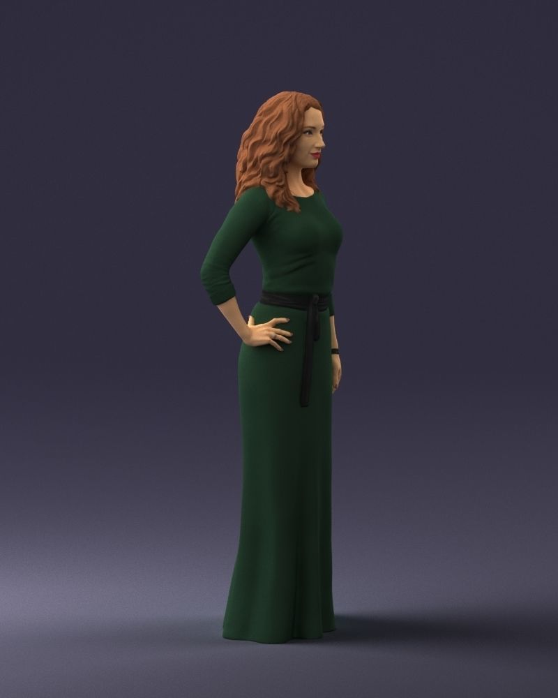 Woman in green dress 0078 3D Print Ready 3D print model_9