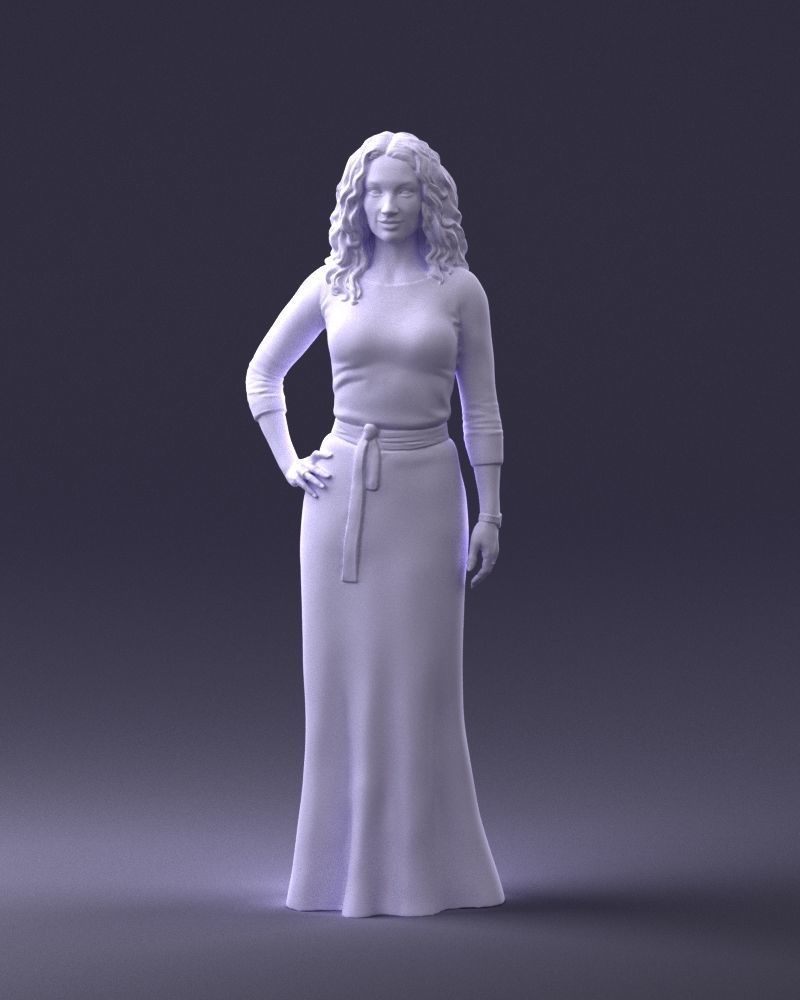 Woman in green dress 0078 3D Print Ready 3D print model_34