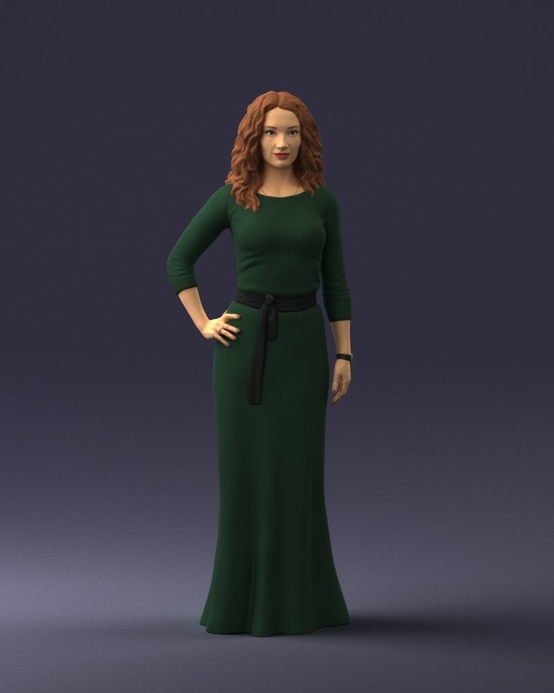 Woman in green dress 0078 3D Print Ready 3D print model_3