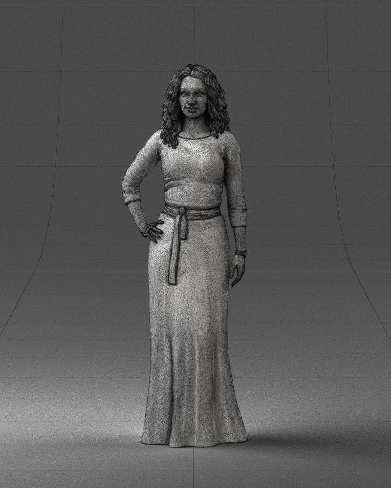 Woman in green dress 0078 3D Print Ready 3D print model_35