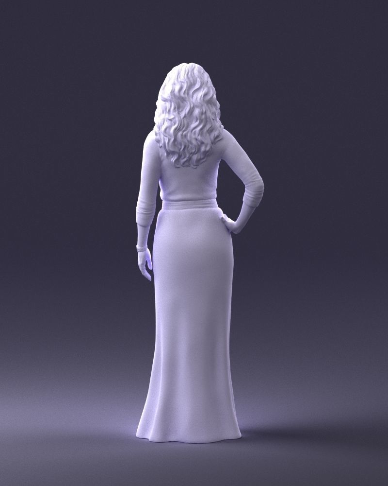 Woman in green dress 0078 3D Print Ready 3D print model_19