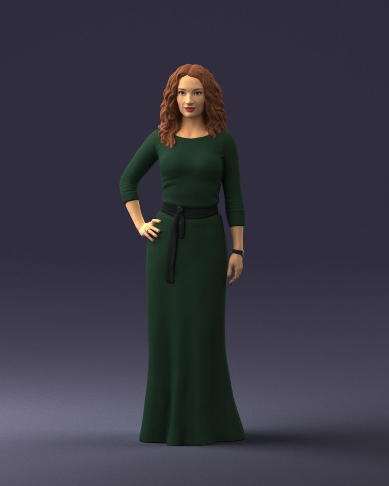 Woman in green dress 0078 3D Print Ready 3D print model_33