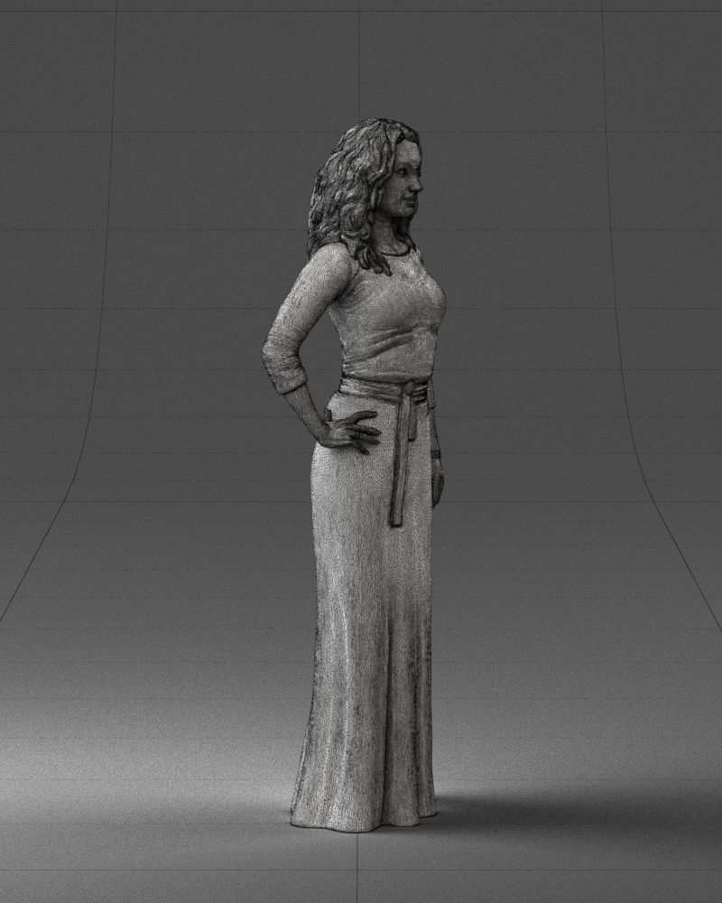 Woman in green dress 0078 3D Print Ready 3D print model_11