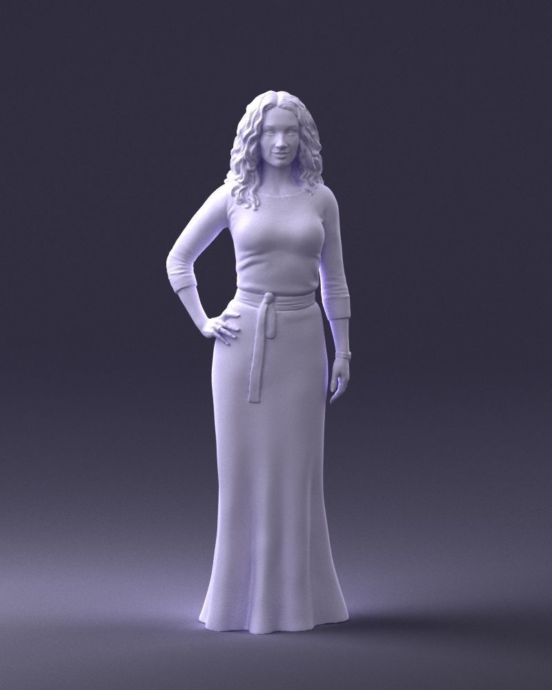 Woman in green dress 0078 3D Print Ready 3D print model_4