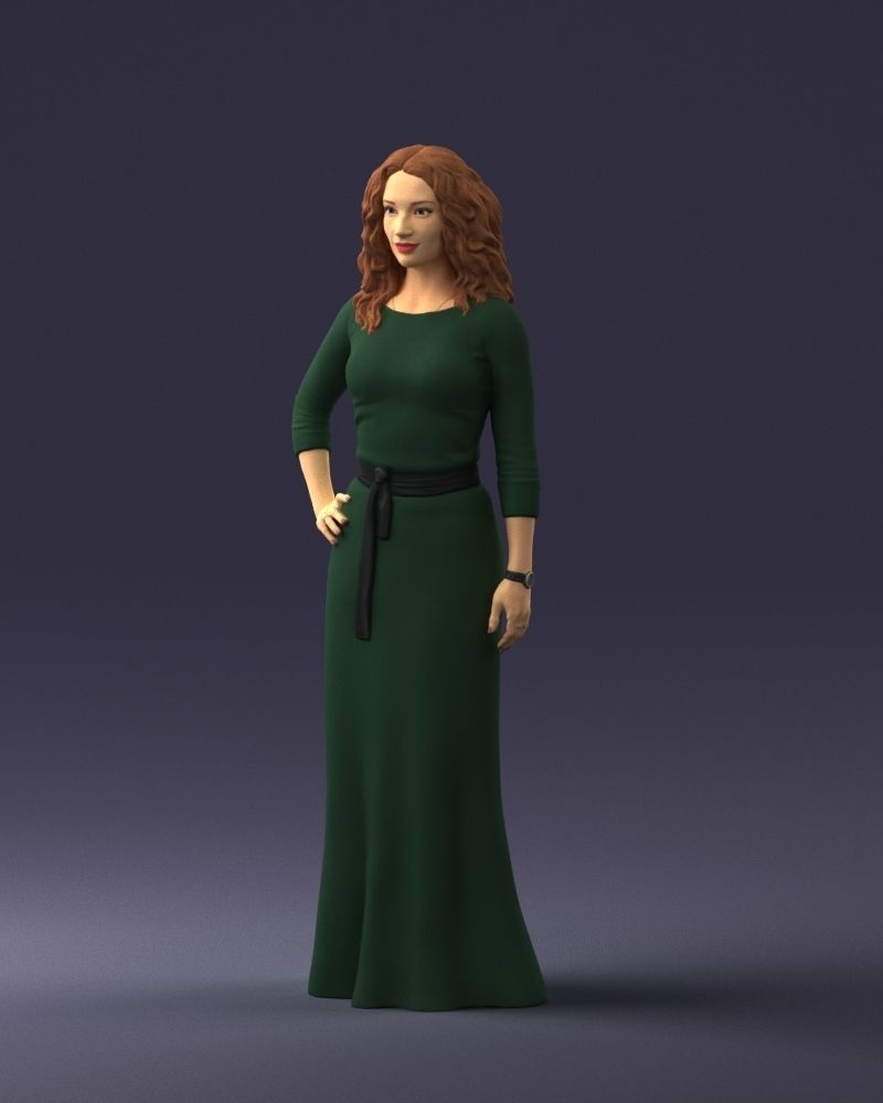 Woman in green dress 0078 3D Print Ready 3D print model_30