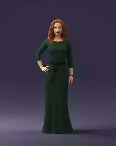 Woman in green dress 0078 3D Print Ready
