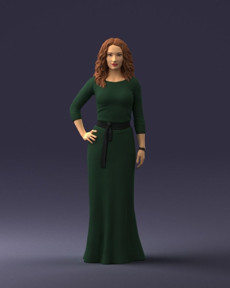 Woman in green dress 0078 3D Print Ready 3D print model_36
