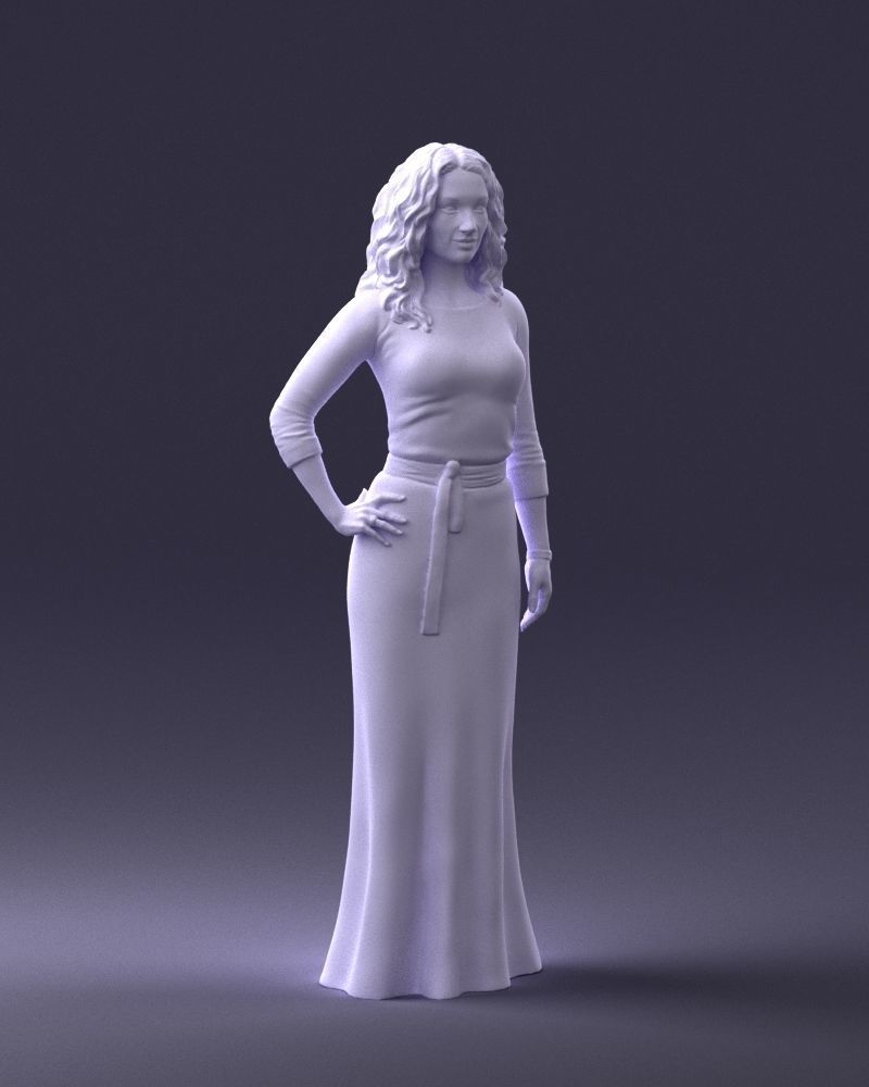 Woman in green dress 0078 3D Print Ready 3D print model_7